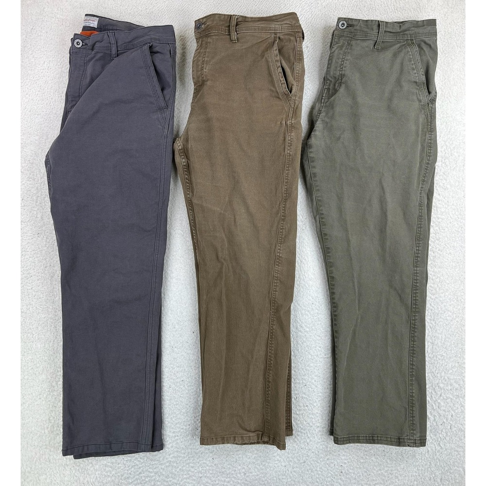 Weatherproof Vintage Pants LOT OF 3 Mens 36x29 Gray Brown Green Relaxed Chino